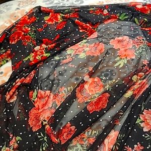 Long see through rose kimono